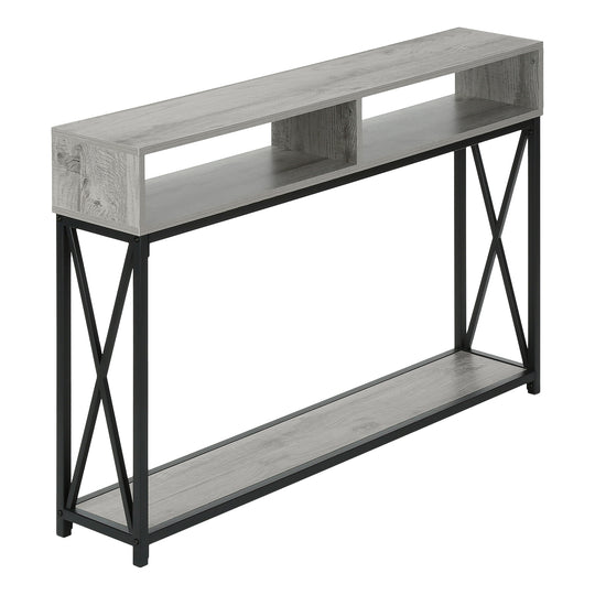 I 3572 Accent Table - 48"L / Grey / Black Metal Hall Console - Furniture Depot