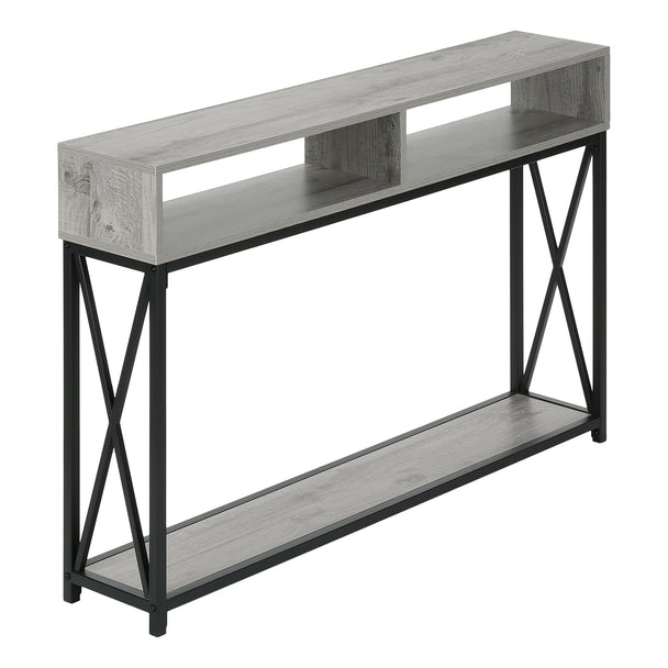 I 3572 Accent Table - 48"L / Grey / Black Metal Hall Console - Furniture Depot