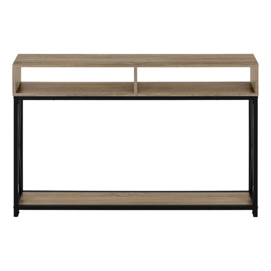 I 3573 Accent Table - 48"L / Taupe / Black Metal Hall Console - Furniture Depot (7881118023928)