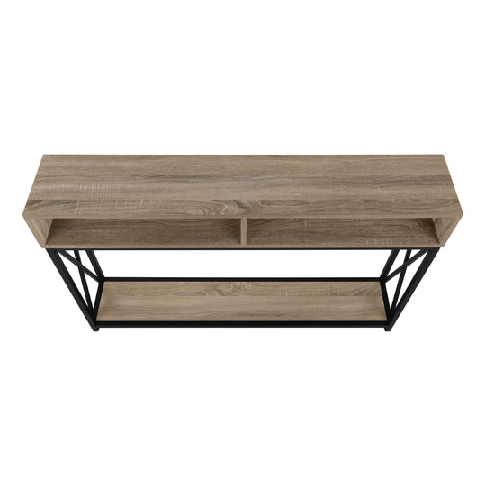 I 3573 Accent Table - 48"L / Taupe / Black Metal Hall Console - Furniture Depot (7881118023928)