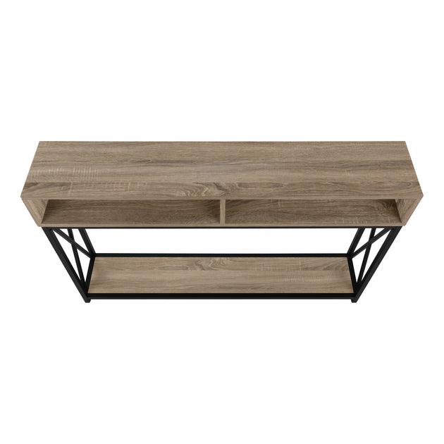I 3573 Accent Table - 48"L / Taupe / Black Metal Hall Console - Furniture Depot (7881118023928)