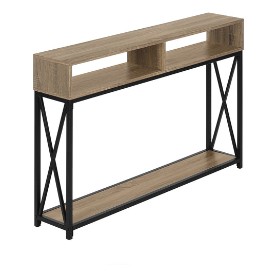 I 3573 Accent Table - 48"L / Taupe / Black Metal Hall Console - Furniture Depot (7881118023928)