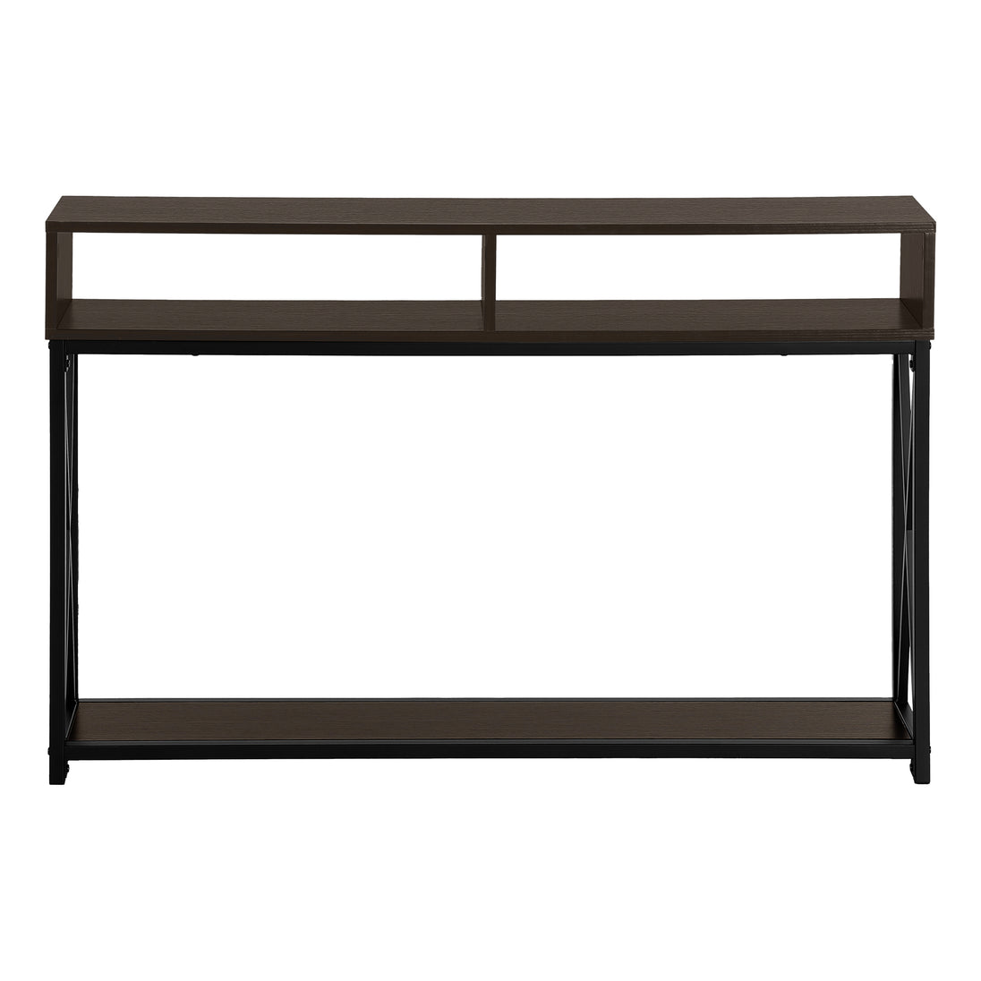 I 3574 Accent Table - 48"L / Espresso / Black Metal Hall Console - Furniture Depot