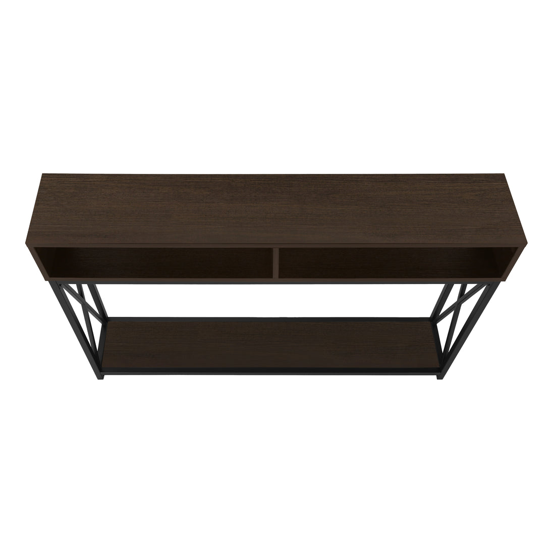 I 3574 Accent Table - 48"L / Espresso / Black Metal Hall Console - Furniture Depot