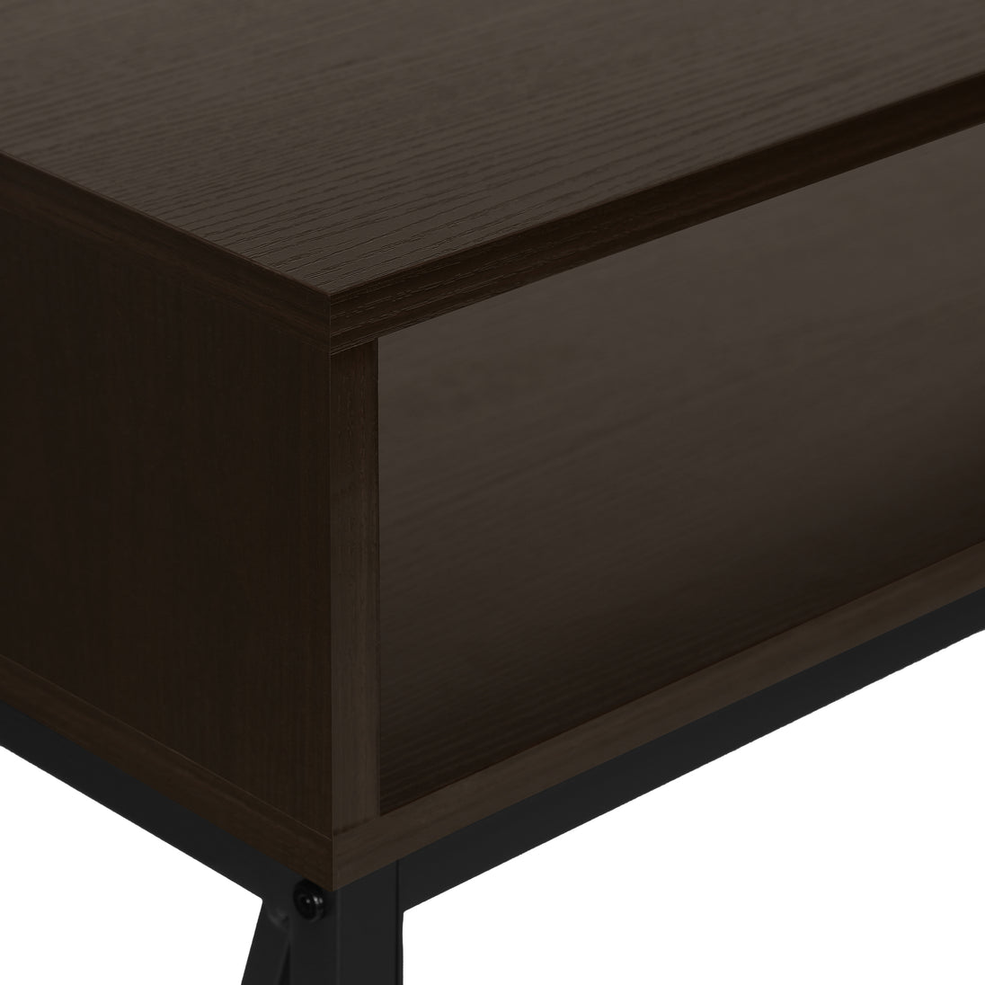I 3574 Accent Table - 48"L / Espresso / Black Metal Hall Console - Furniture Depot