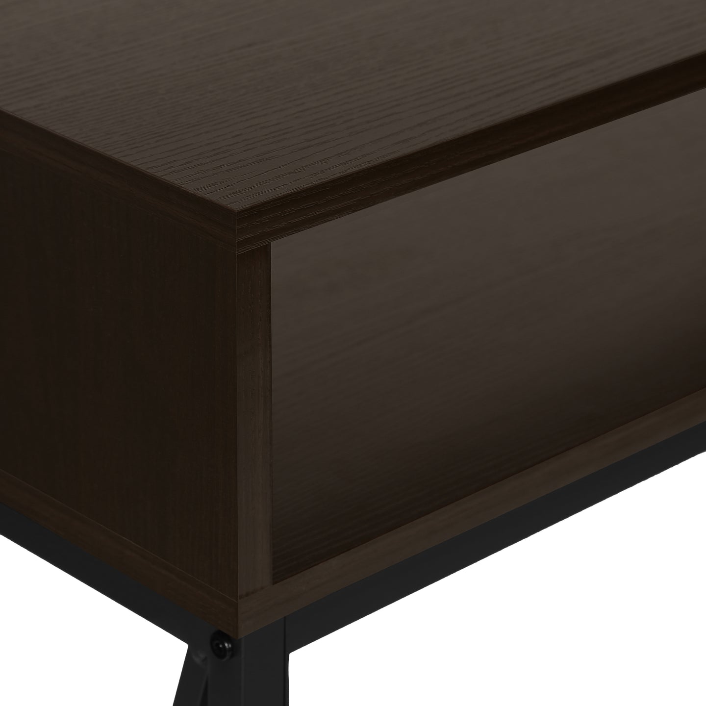 I 3574 Accent Table - 48"L / Espresso / Black Metal Hall Console - Furniture Depot