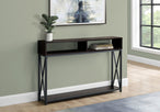 I 3574 Accent Table - 48"L / Espresso / Black Metal Hall Console - Furniture Depot