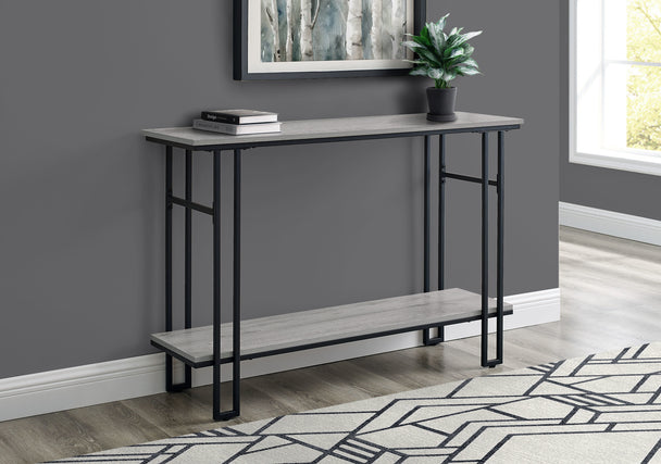 I 3576 Accent Table - 48"L / Grey / Black Metal Hall Console - Furniture Depot (7881118122232)