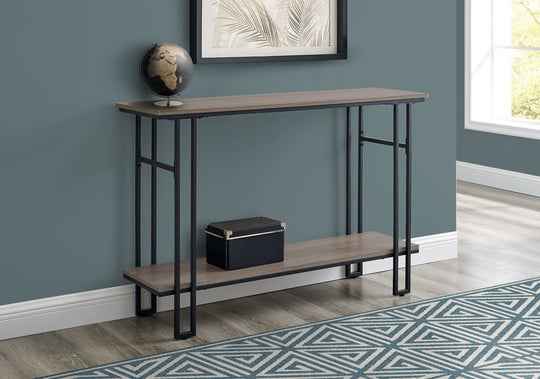 I 3577 Accent Table - 48"L / Taupe / Black Metal Hall Console - Furniture Depot