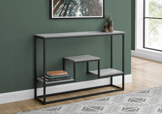 I 3580 Accent Table - 48"L / Grey / Black Metal Hall Console - Furniture Depot (7881118384376)