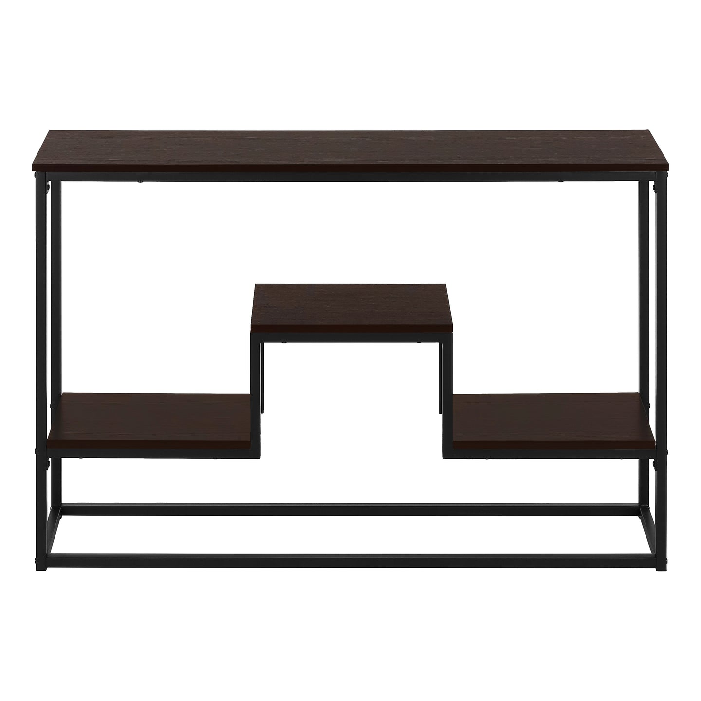 I 3582 Accent Table - 48"L / Espresso / Black Metal Hall Console - Furniture Depot (7881118712056)