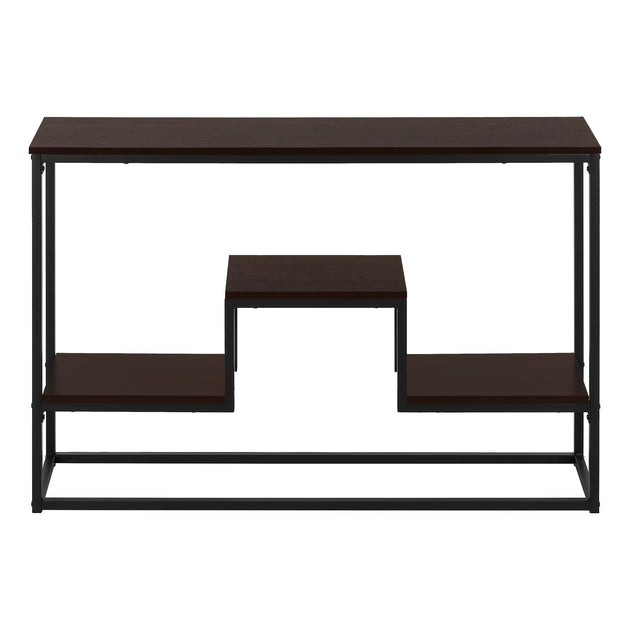 I 3582 Accent Table - 48"L / Espresso / Black Metal Hall Console - Furniture Depot (7881118712056)