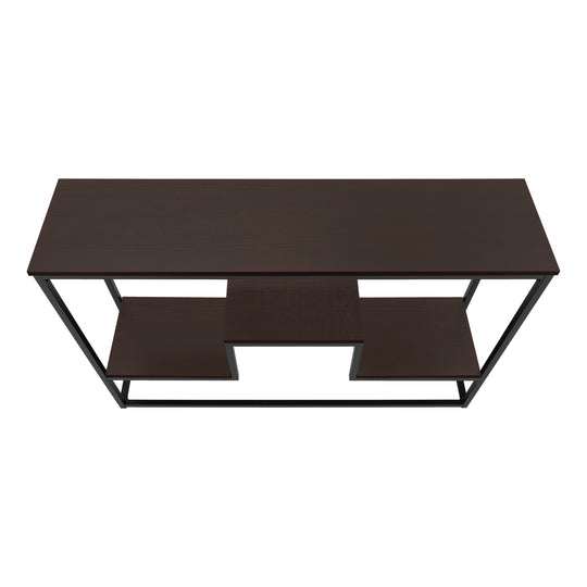 I 3582 Accent Table - 48"L / Espresso / Black Metal Hall Console - Furniture Depot (7881118712056)