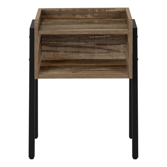 I 3583 Accent Table - 23"H / Brown Reclaimed-Look / Black Metal - Furniture Depot (7881118875896)