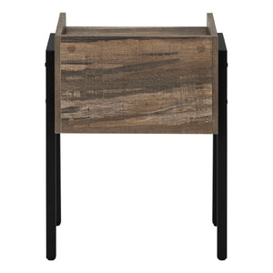 I 3583 Accent Table - 23"H / Brown Reclaimed-Look / Black Metal - Furniture Depot (7881118875896)