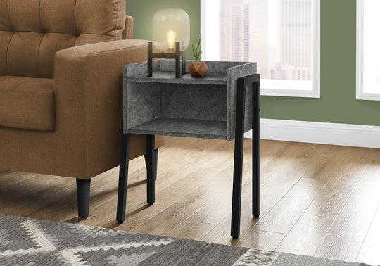 I 3584 Accent Table - 23"H / Grey Stone-Look / Black Metal - Furniture Depot