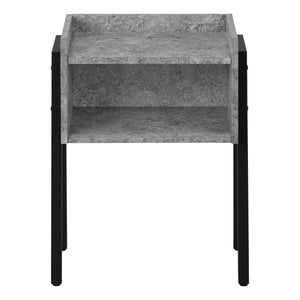 I 3584 Accent Table - 23"H / Grey Stone-Look / Black Metal - Furniture Depot
