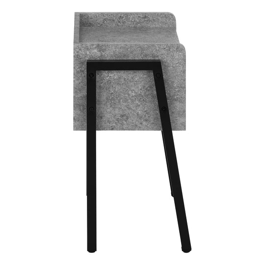 I 3584 Accent Table - 23"H / Grey Stone-Look / Black Metal - Furniture Depot