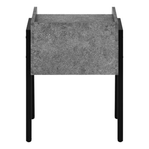 I 3584 Accent Table - 23"H / Grey Stone-Look / Black Metal - Furniture Depot
