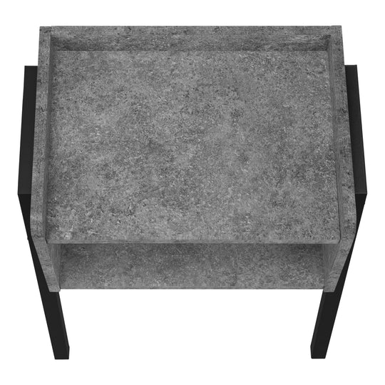 I 3584 Accent Table - 23"H / Grey Stone-Look / Black Metal - Furniture Depot