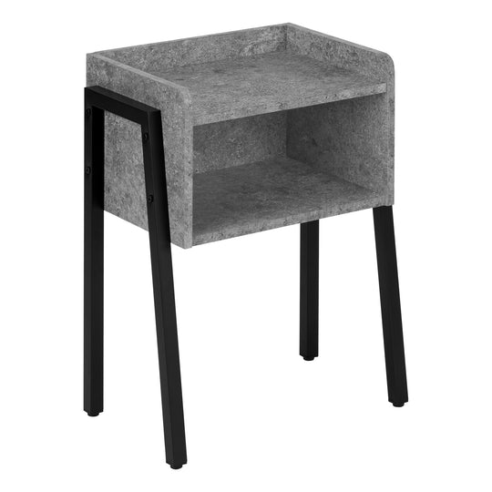 I 3584 Accent Table - 23"H / Grey Stone-Look / Black Metal - Furniture Depot