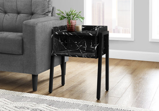 I 3590 Accent Table - 23"H / Black Marble / Black Metal - Furniture Depot