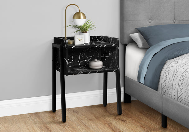 I 3590 Accent Table - 23"H / Black Marble / Black Metal - Furniture Depot