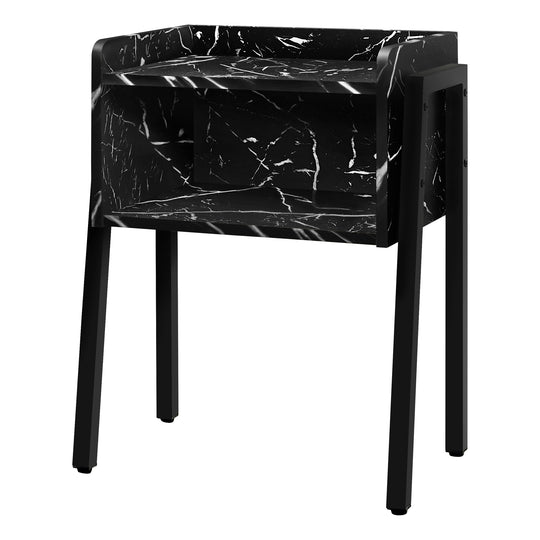 I 3590 Accent Table - 23"H / Black Marble / Black Metal - Furniture Depot