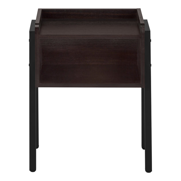 I 3593 Accent Table - 23"H / Espresso / Black Metal - Furniture Depot (7881119170808)