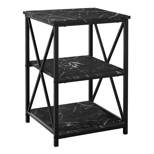 I 3595 Accent Table - 26"H / Black Marble / Black Metal - Furniture Depot