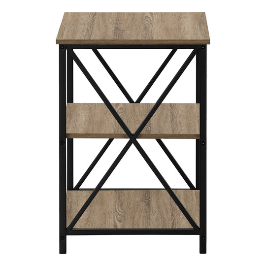 I 3597 Accent Table - 26"H / Dark Taupe / Black Metal - Furniture Depot