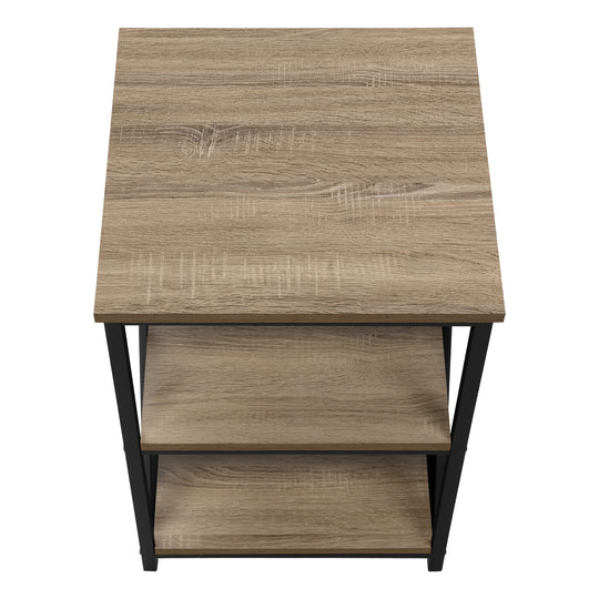 I 3597 Accent Table - 26"H / Dark Taupe / Black Metal - Furniture Depot