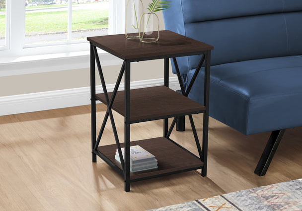 I 3598 Accent Table - 26"H / Espresso / Black Metal - Furniture Depot (7881119465720)