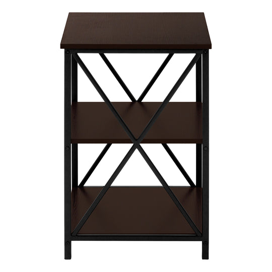 I 3598 Accent Table - 26"H / Espresso / Black Metal - Furniture Depot (7881119465720)