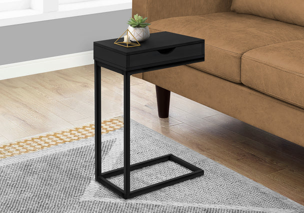 I 3600 Accent Table - Black / Black Metal With A Drawer - Furniture Depot