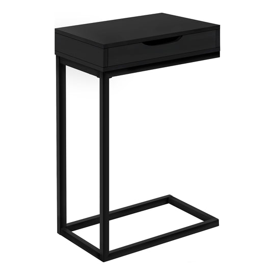 I 3600 Accent Table - Black / Black Metal With A Drawer - Furniture Depot