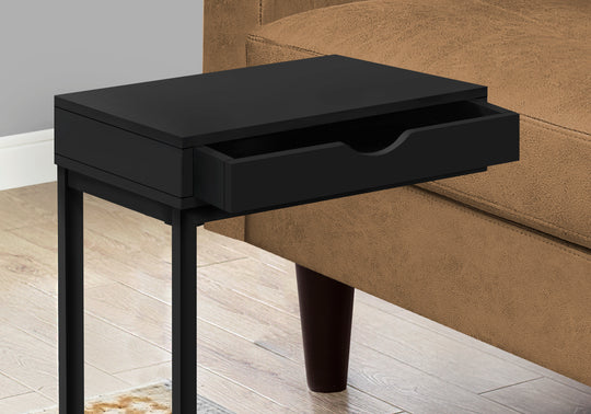 I 3600 Accent Table - Black / Black Metal With A Drawer - Furniture Depot