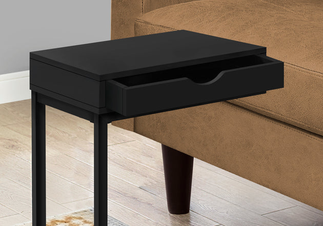 I 3600 Accent Table - Black / Black Metal With A Drawer - Furniture Depot