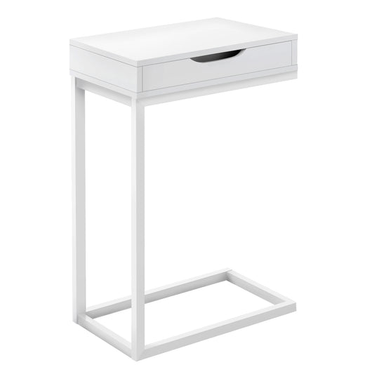 I 3601 Accent Table - White / White Metal With A Drawer - Furniture Depot (7881119564024)