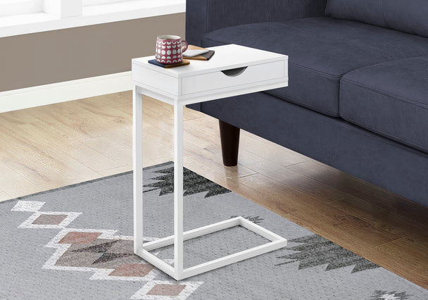 I 3601 Accent Table - White / White Metal With A Drawer - Furniture Depot (7881119564024)