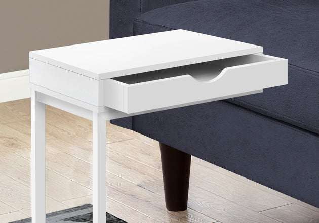 I 3601 Accent Table - White / White Metal With A Drawer - Furniture Depot (7881119564024)
