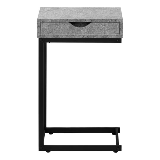 I 3603 Accent Table - Grey Stone-Look / Black Metal - Furniture Depot