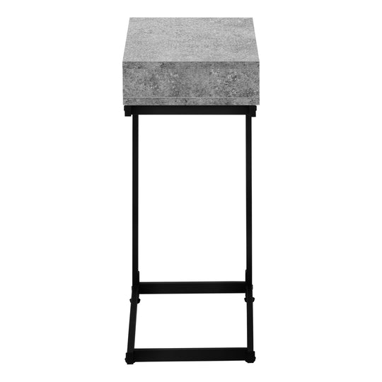 I 3603 Accent Table - Grey Stone-Look / Black Metal - Furniture Depot