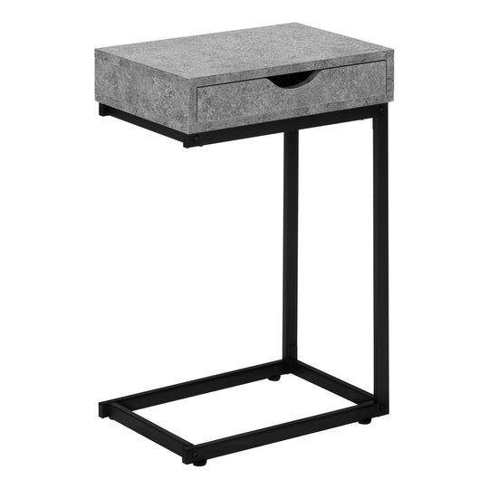 I 3603 Accent Table - Grey Stone-Look / Black Metal - Furniture Depot