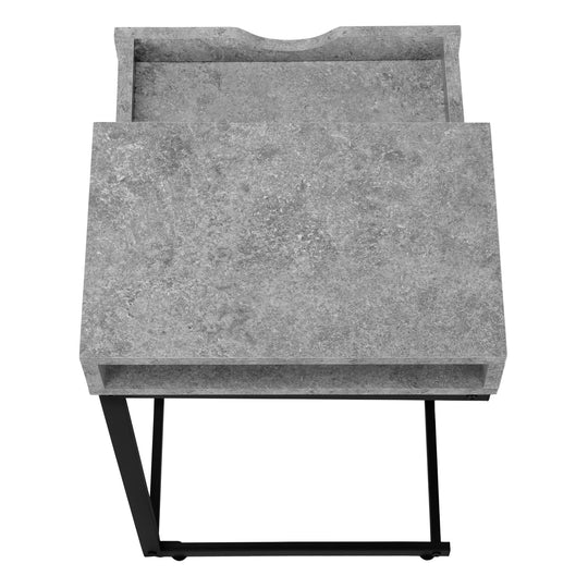 I 3603 Accent Table - Grey Stone-Look / Black Metal - Furniture Depot