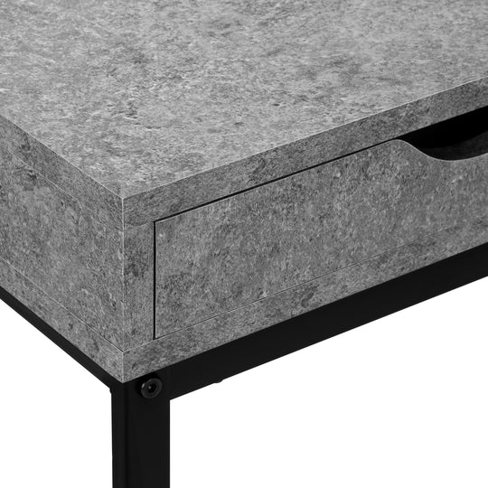 I 3603 Accent Table - Grey Stone-Look / Black Metal - Furniture Depot