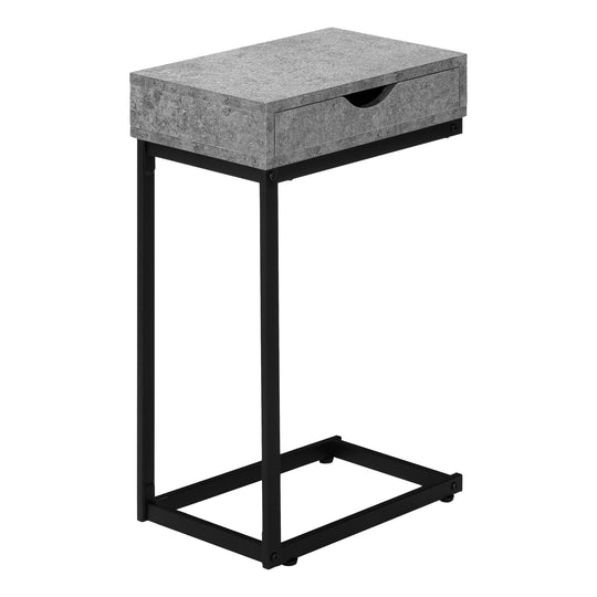 I 3603 Accent Table - Grey Stone-Look / Black Metal - Furniture Depot