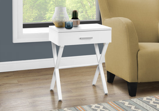 I 3606 Accent Table - 24"H / White / White Metal - Furniture Depot (7881119990008)