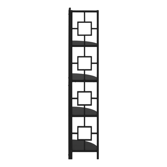 I 3610 Bookcase - 62"H / Black / Black Metal Corner Etagere - Furniture Depot