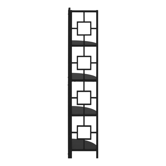 I 3610 Bookcase - 62"H / Black / Black Metal Corner Etagere - Furniture Depot